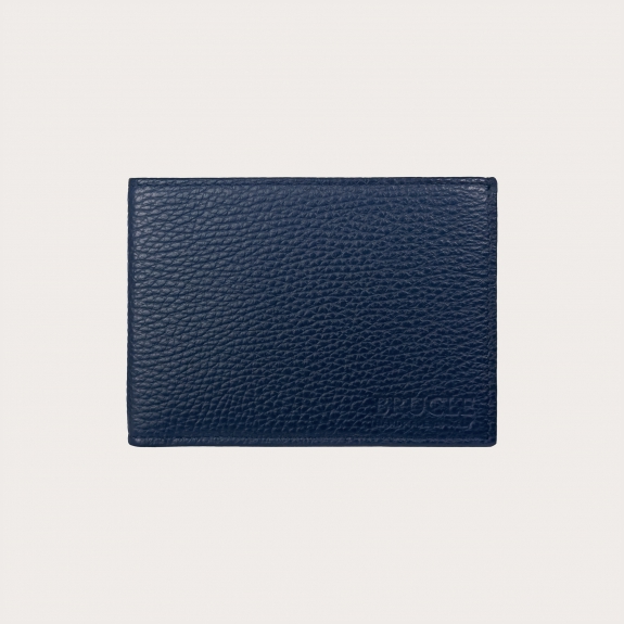 Portefeuille homme en cuir bleu intérieur cognac