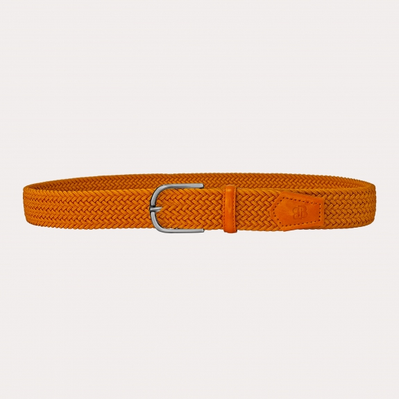 Extra-long orange braided elastic belt