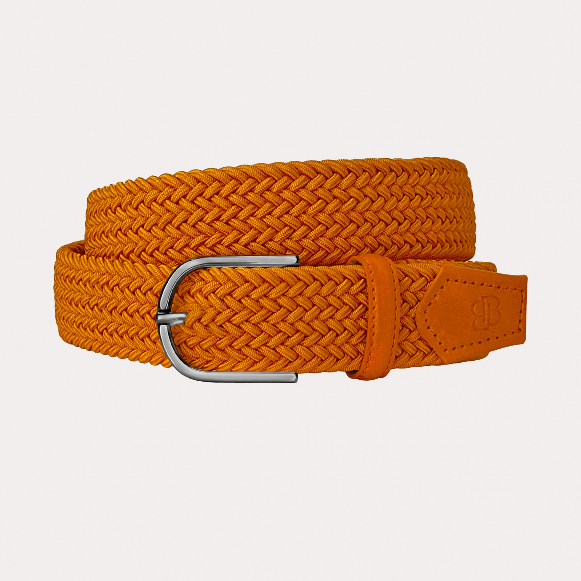 Cintura extra lunga arancione intrecciata elastica