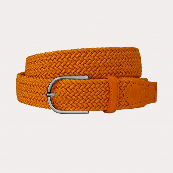 Cinturón extra largo elástico trenzado naranja