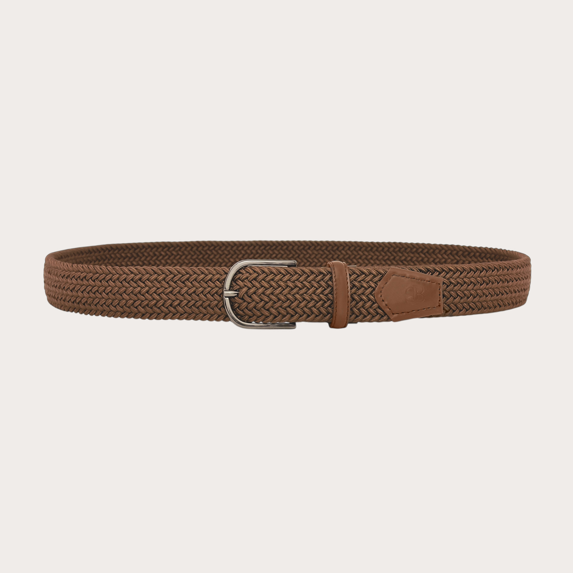 Big and tall mink brown braided elastic belt