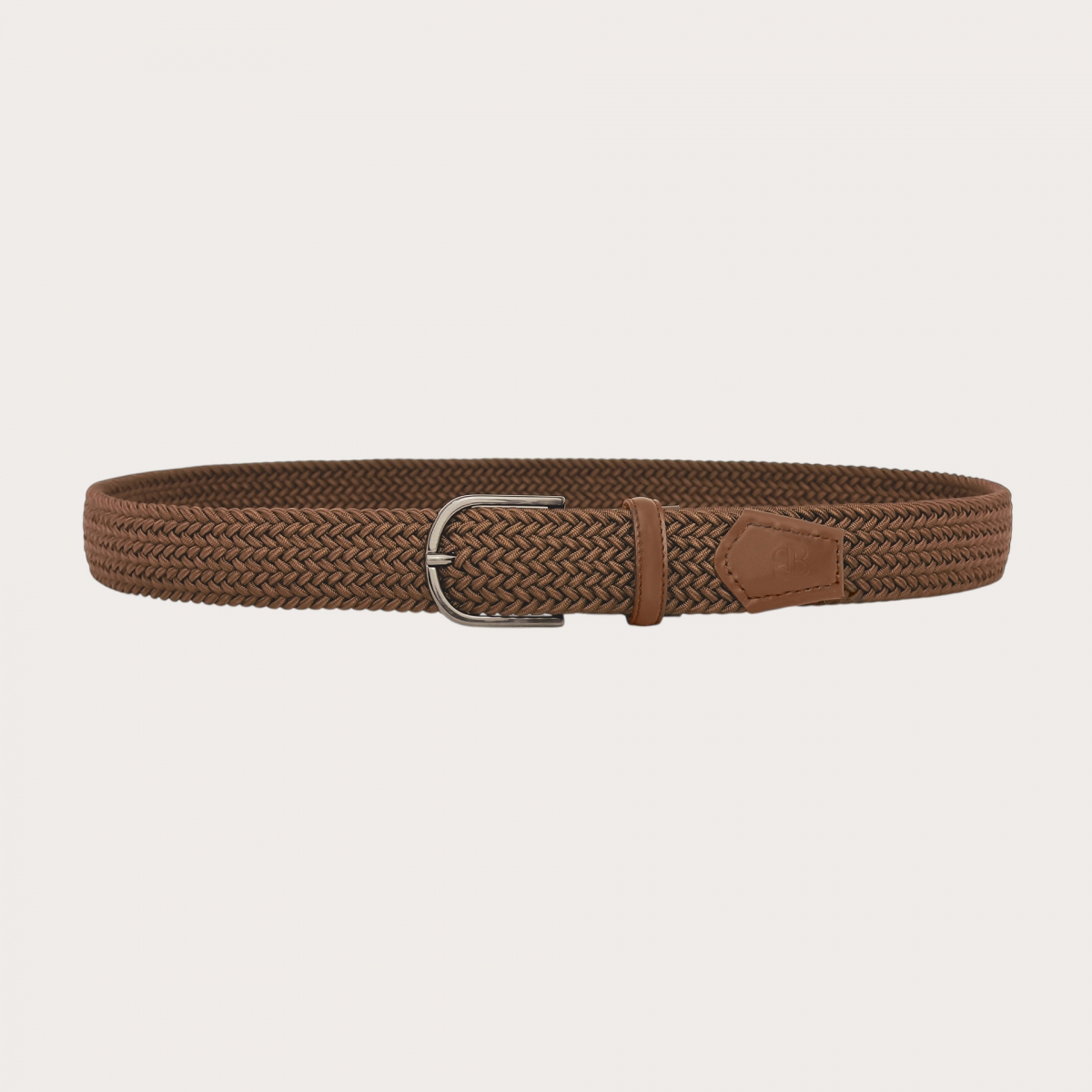 Ceinture grande taille élastique tressée marron vison