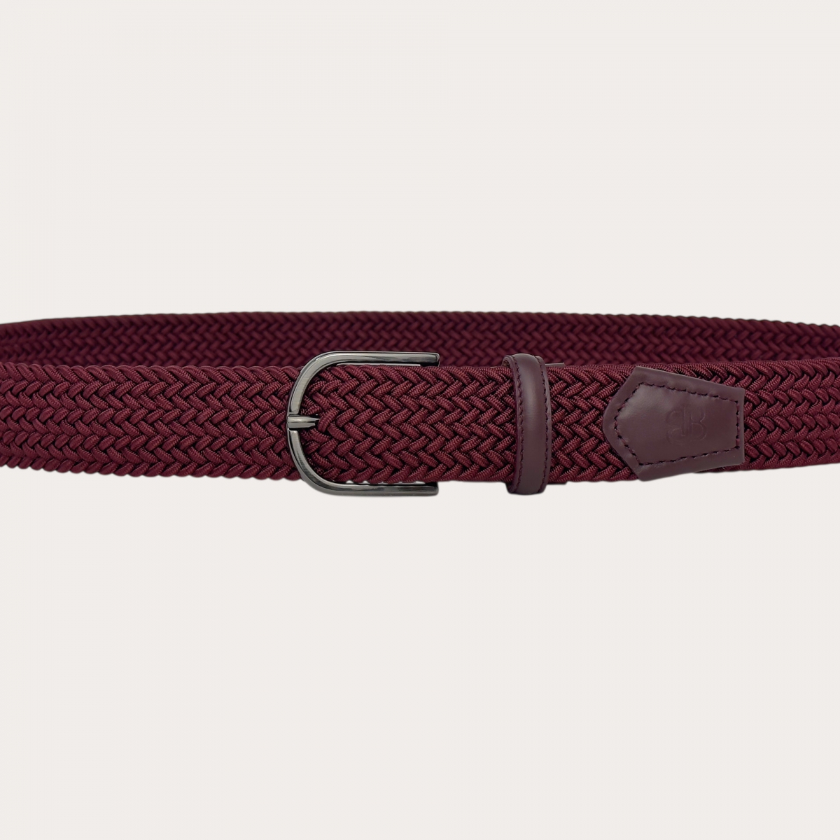 Big and tall burgundy braided elastic belt