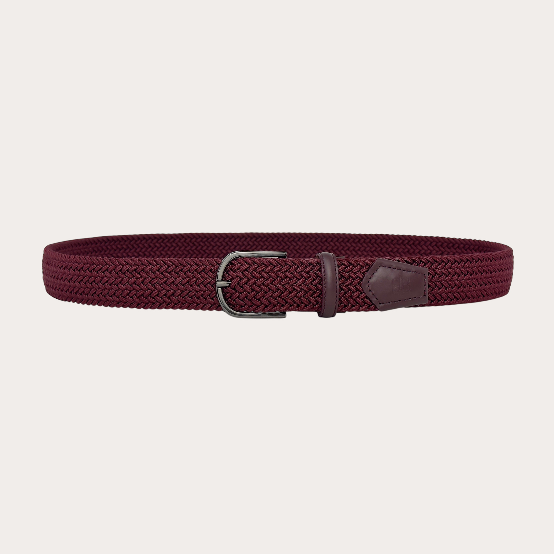 Big and tall burgundy braided elastic belt