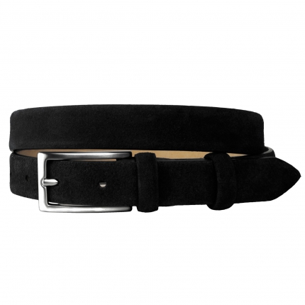 Suede leather belt, black