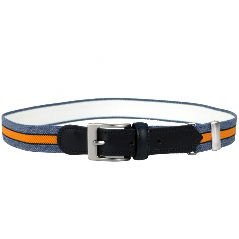 Kids belt blue jeans striped orange