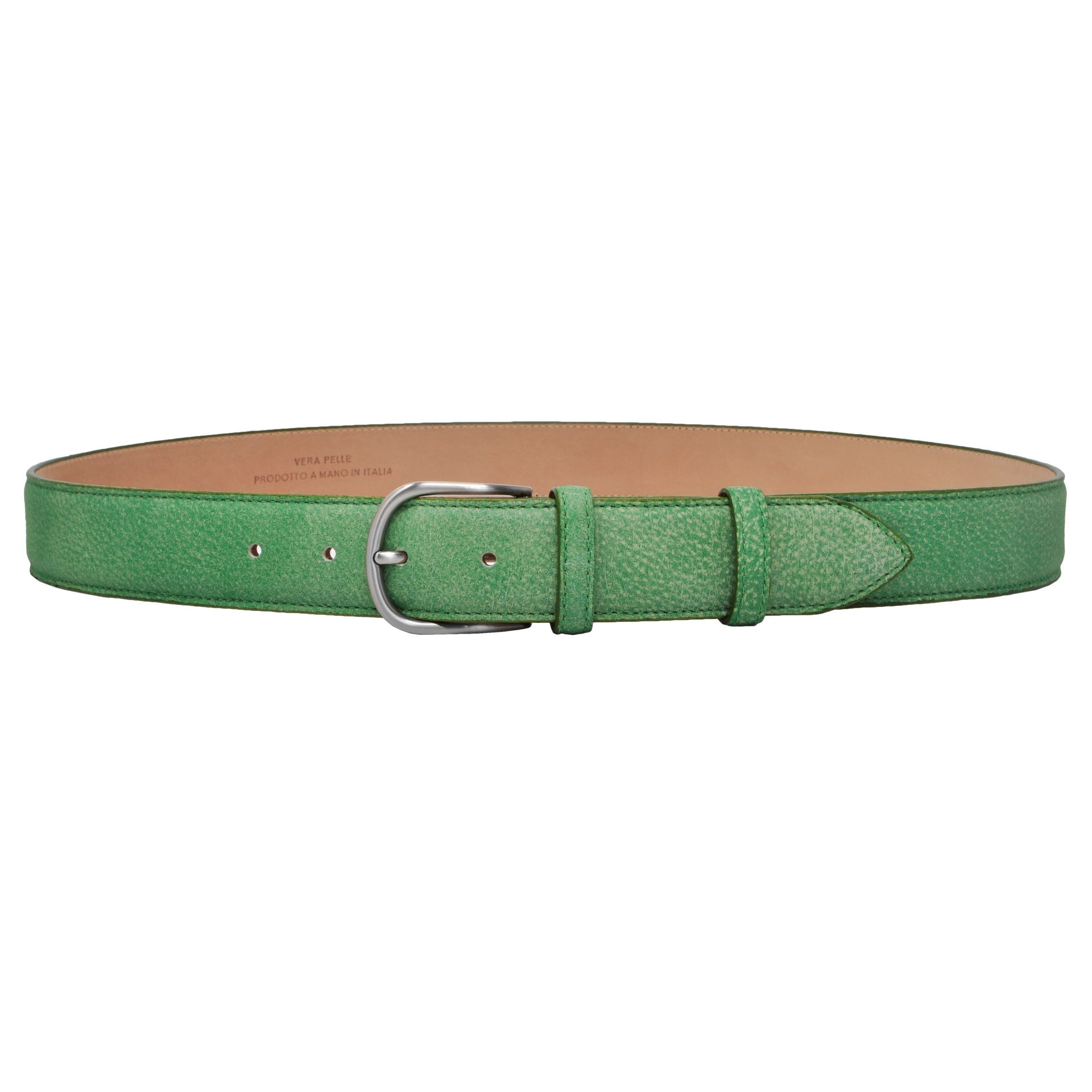 Genuine leather belt, vintage délavé green - BRUCLE