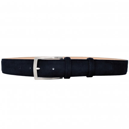 Suede leather belt, blue navy