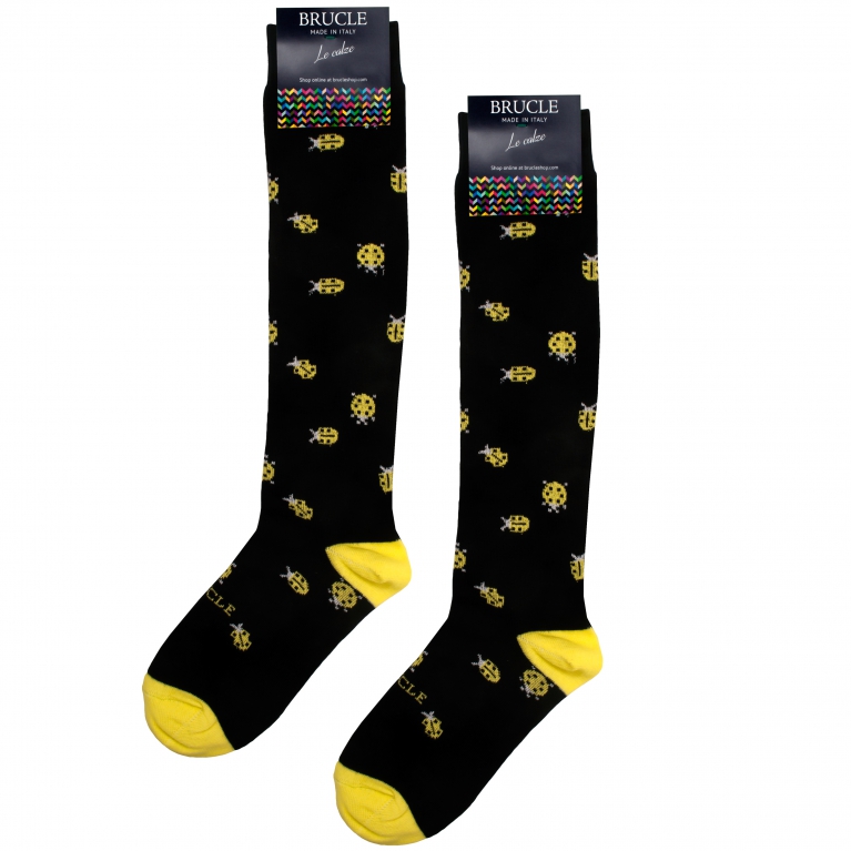 Warm socks, ladybugs black pattern