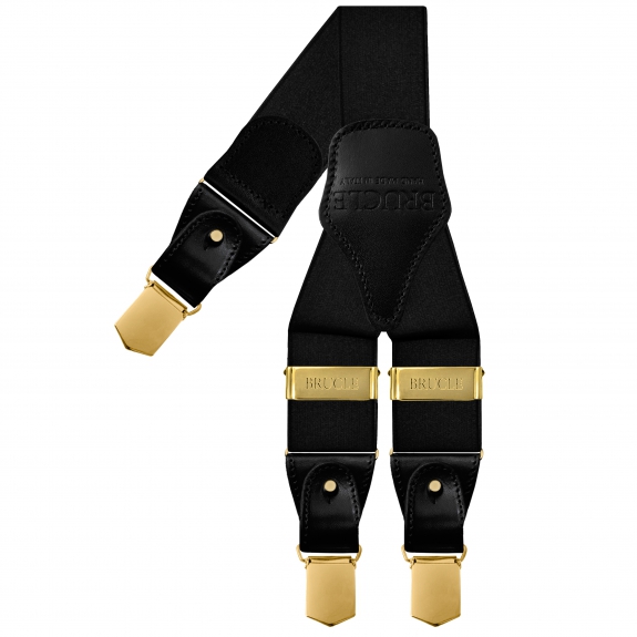 Braces suspenders polished Black with clips gold