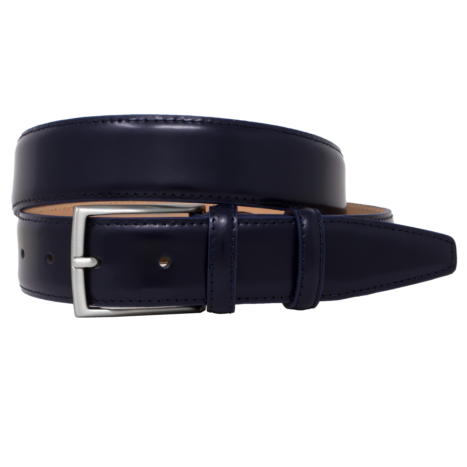 Classic men's leather belt blue polished BRUCLE
