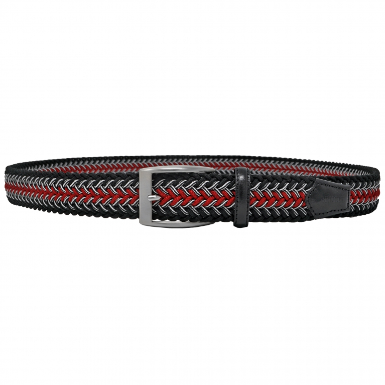 Braided Elastic Belt black red
