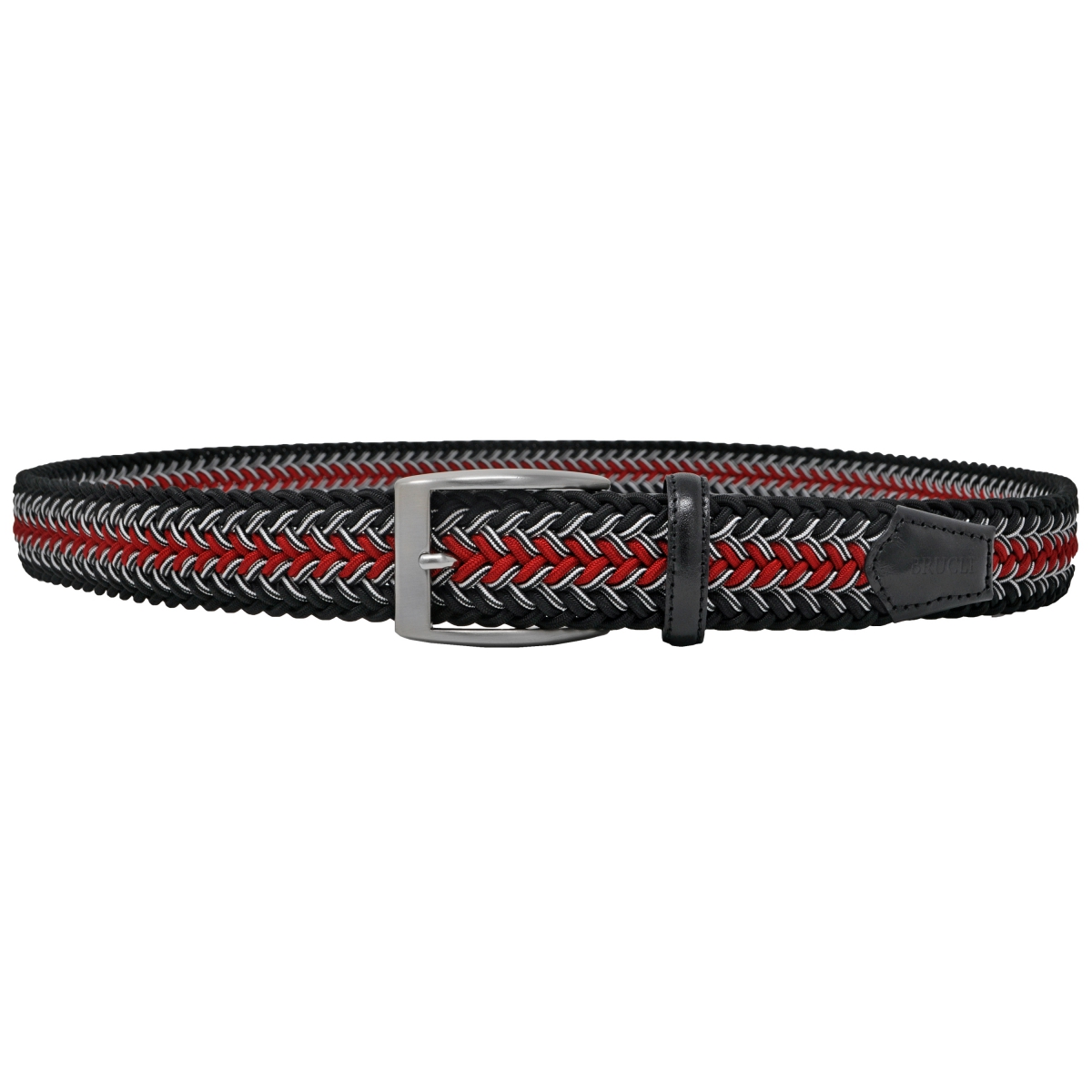 Cintura elastica intrecciata nera e rossa