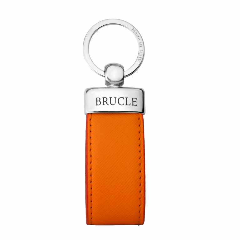 Porte clés orange cuir Saffiano