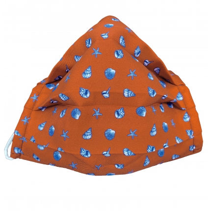 Fashion protective fabric mask, silk, orange with shells