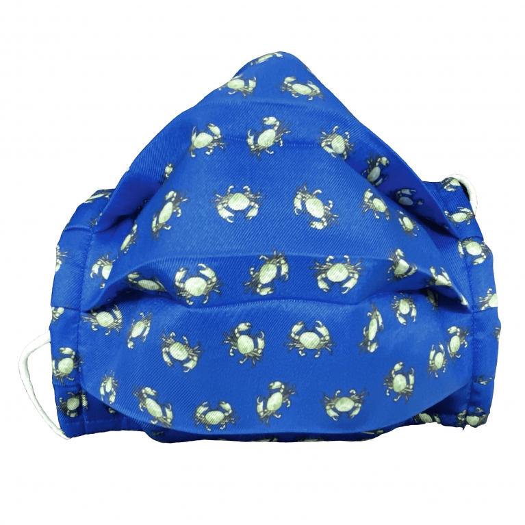 Fashion protective fabric mask for kids, silk, blue with crabs