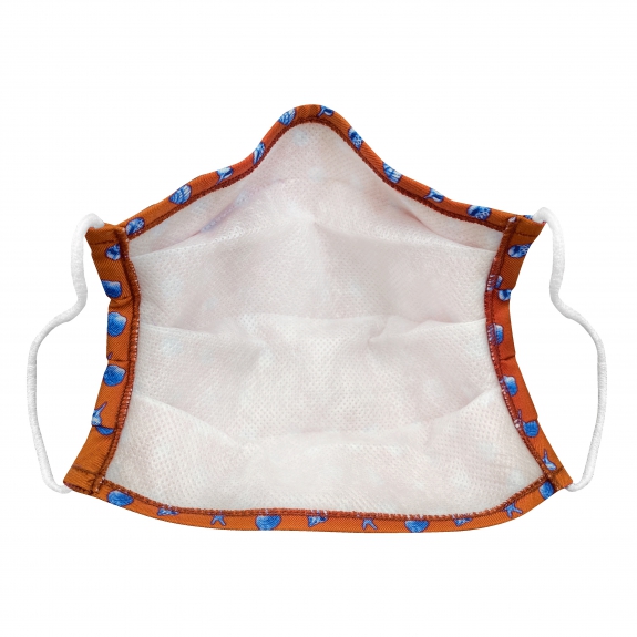 Fashion protective face mask for kids, silk, orange with shells
