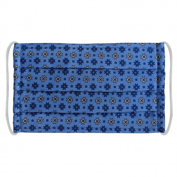 StyleMask Mascarilla con filtro de seda azul floral con lunares
