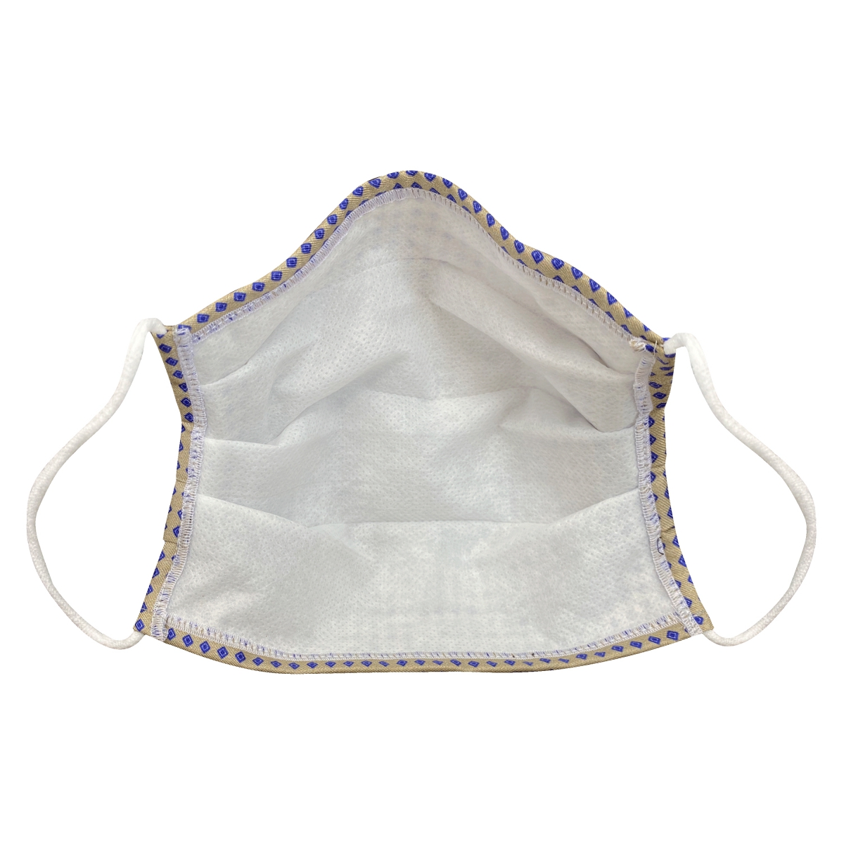 Masque filtrant beige avec motif géométrique en soie, réutilisables