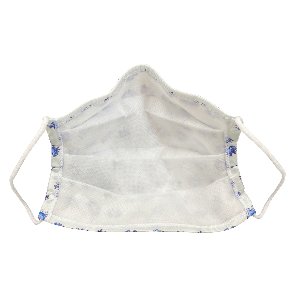 Fashion protective fabric mask, silk, white with crabs