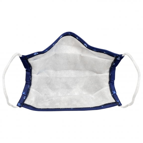 Fashion protective fabric mask, silk, blue with shells