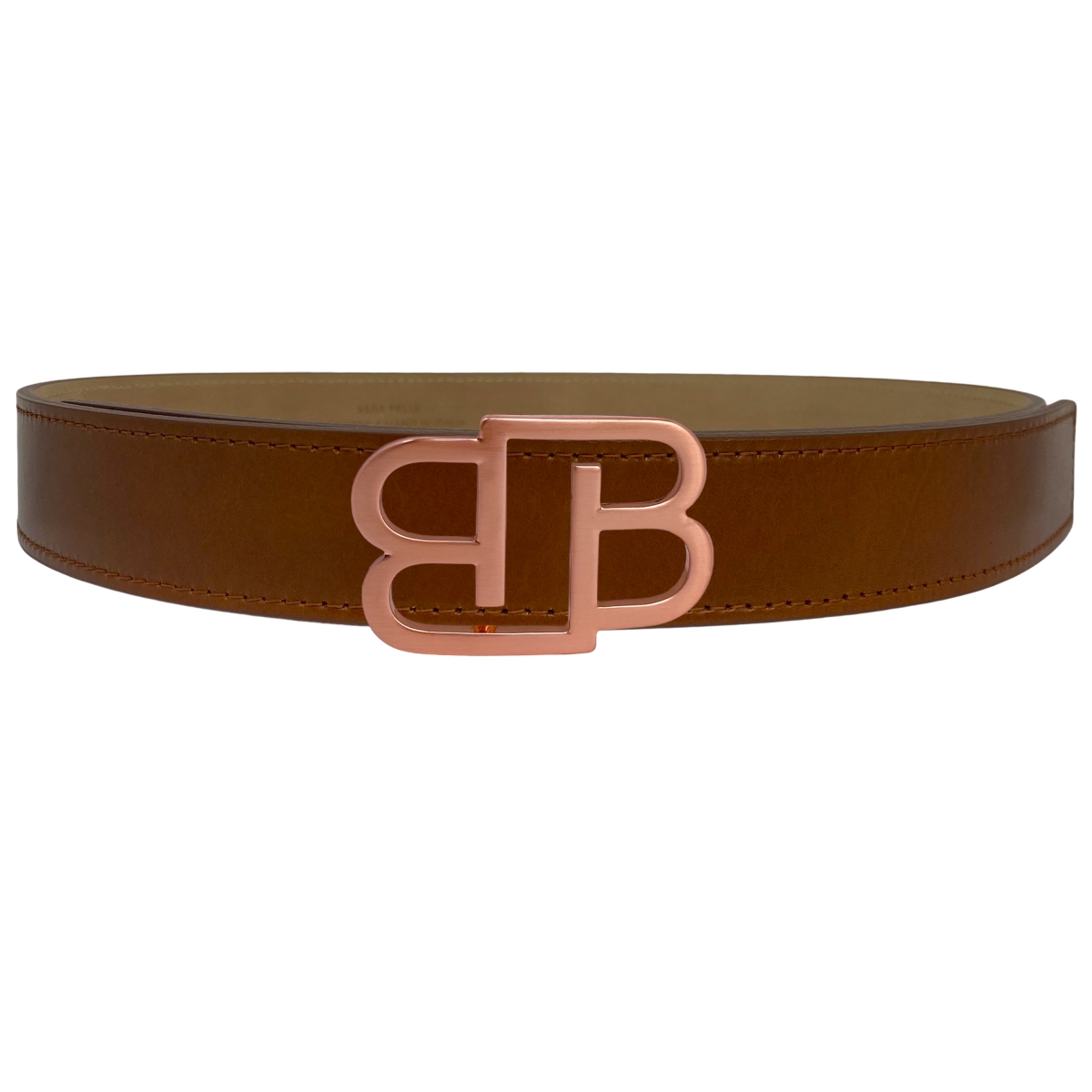 BRUCLE Brown gold belt in Florentine leather BB nickel free buckle