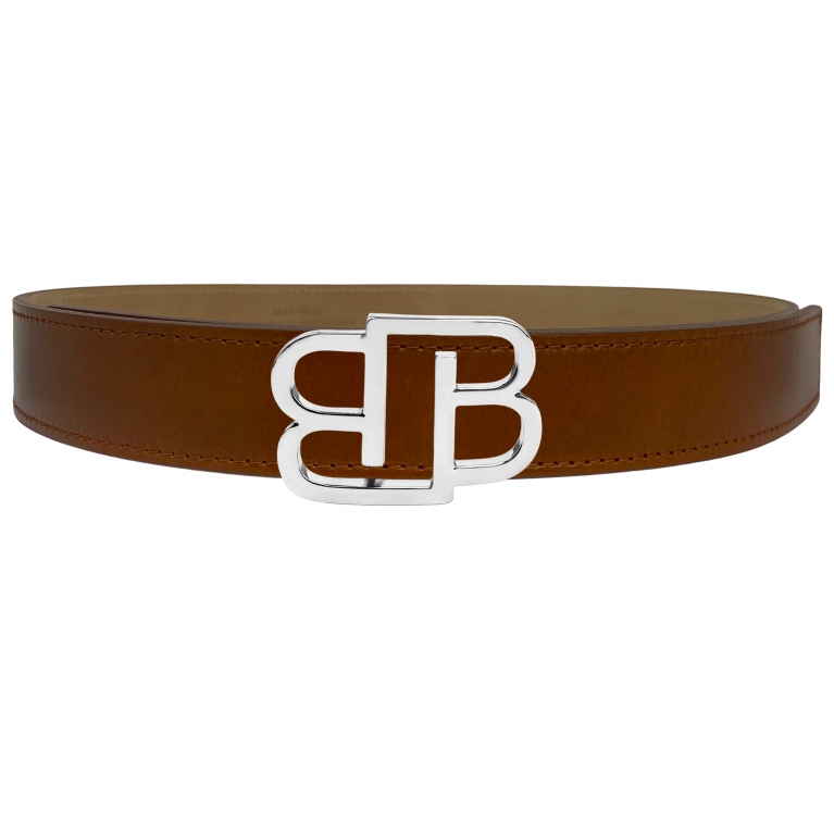 Brown gold belt in Florentine leather BB nickel free buckle