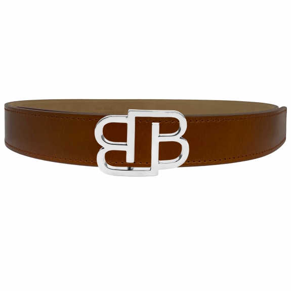 BRUCLE Brown gold belt in Florentine leather BB nickel free buckle