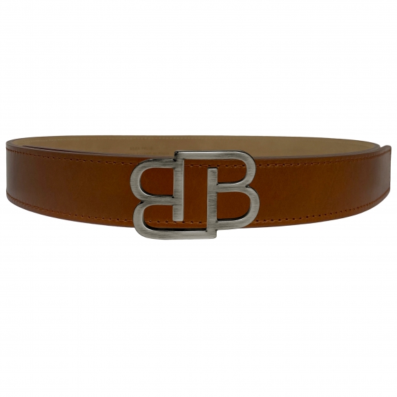 BRUCLE Brown gold belt in Florentine leather BB nickel free buckle