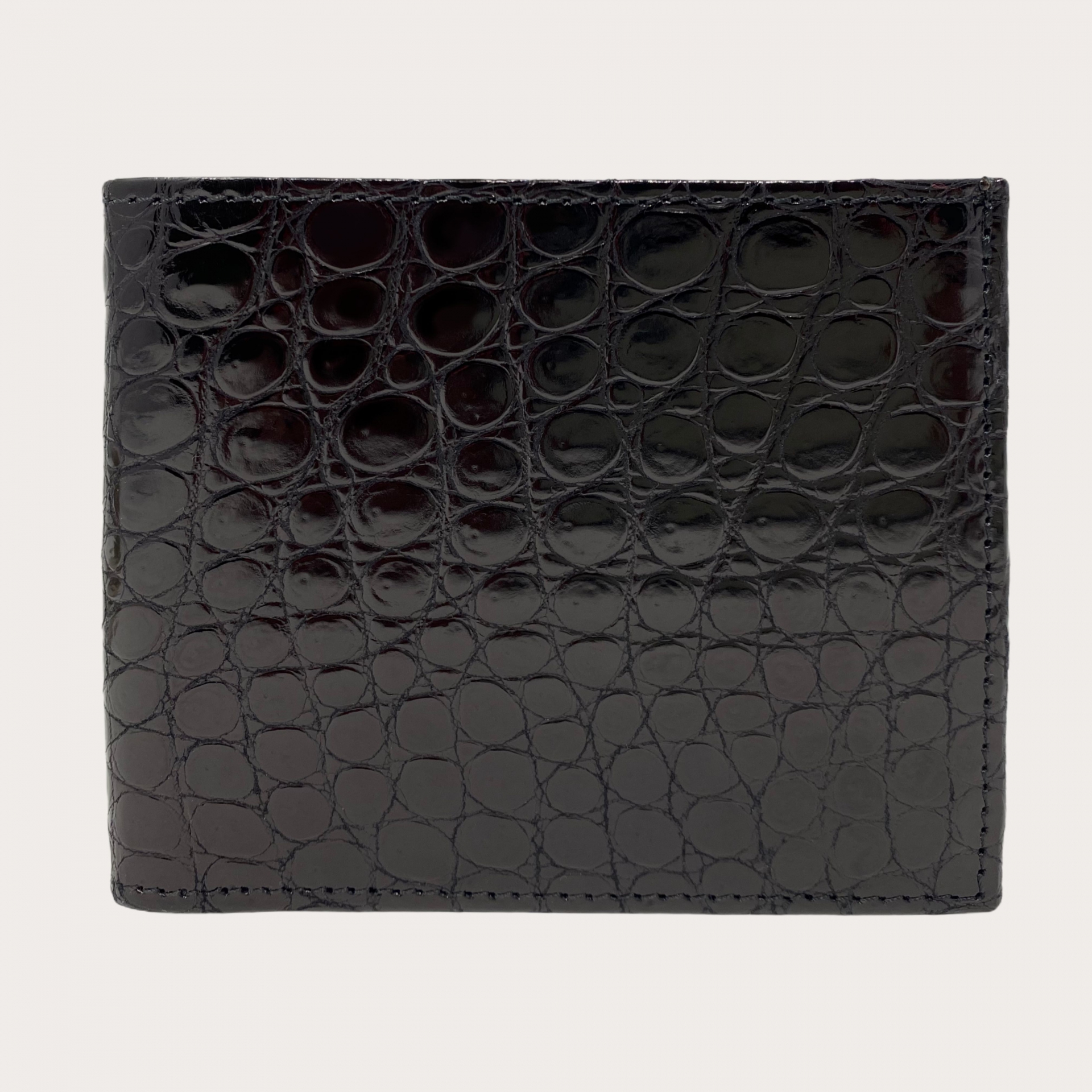 Krokodile kompakte brieftasche, schwarz