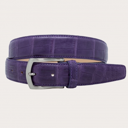Genuine alligator leather belt, purple