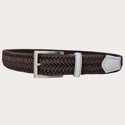 Braided elastic stretch belt, dark brow