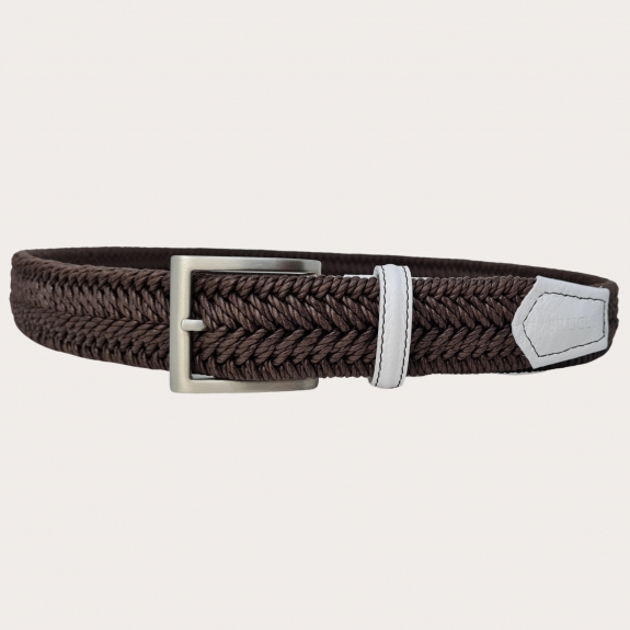 BRUCLE braided elastic stretch belt, dark brow