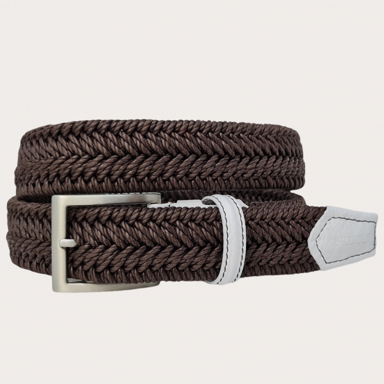 Dark brown braided elastic belt