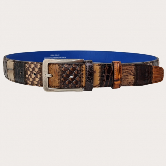 patchwork leather belt brown