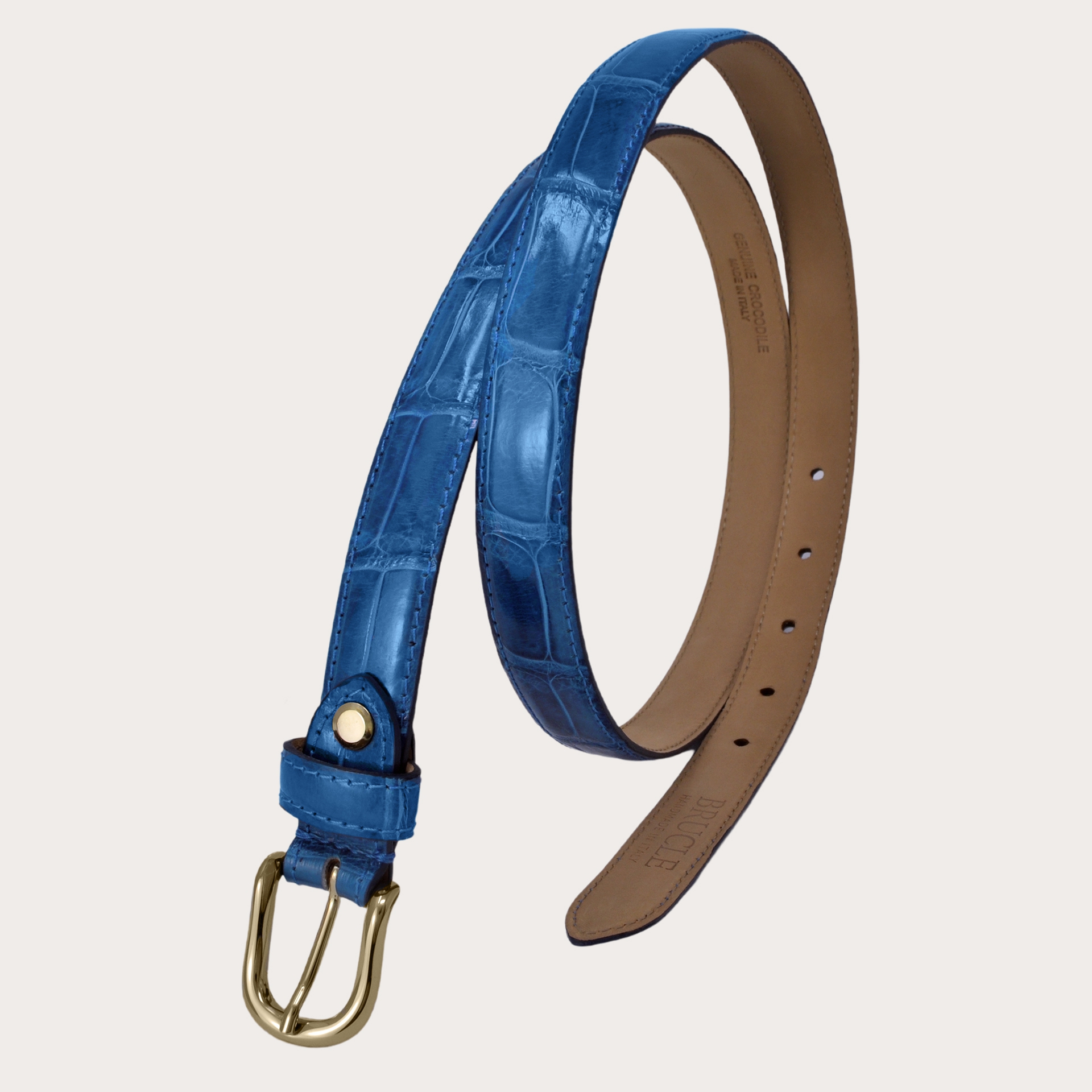 Brucle genuine alligator leather belt, blue