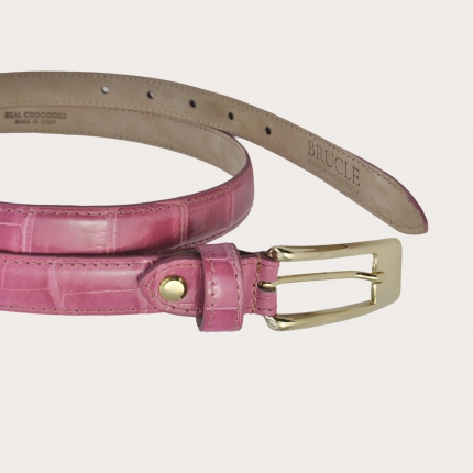 Women's pink crocodile belt