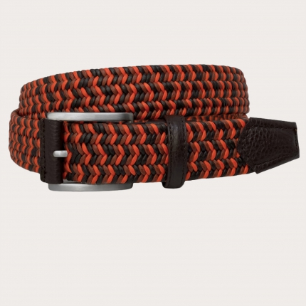 Braided elastic orange and brown belt
