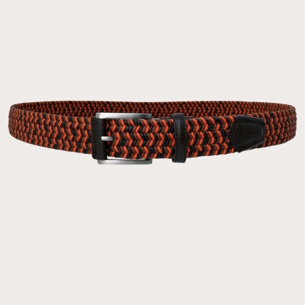 Cintura intrecciata elastica arancio e marrone