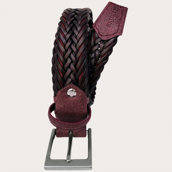 BRUCLE Nickel free braided belt in burgundy leather