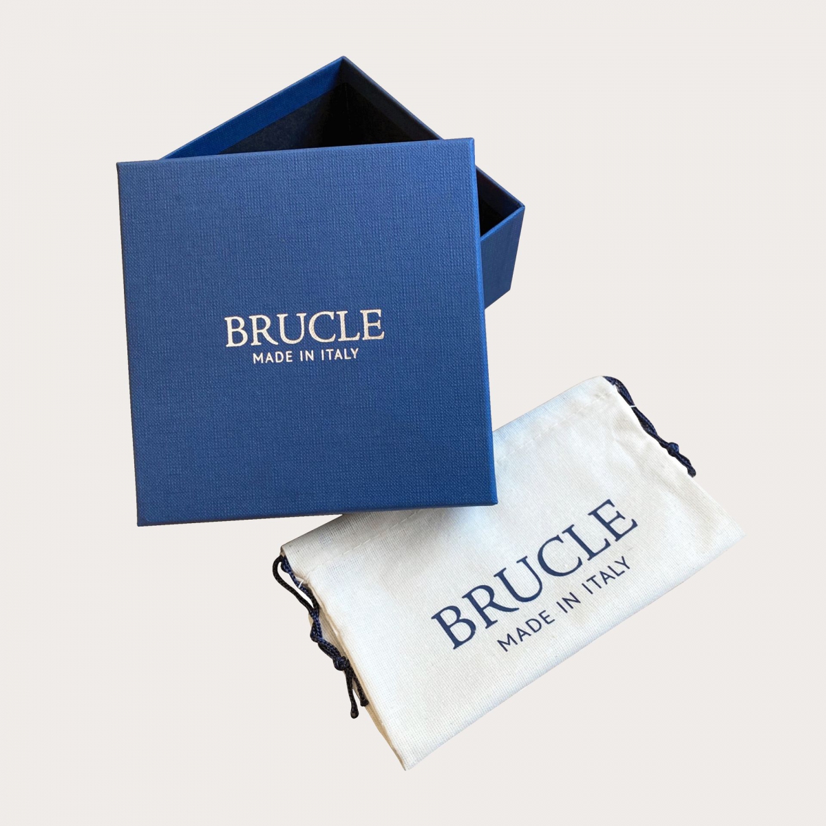 BRUCLE Genuine leather belt with grey braided print