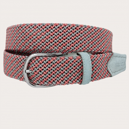 Pink and grey braided tubular elastic belt