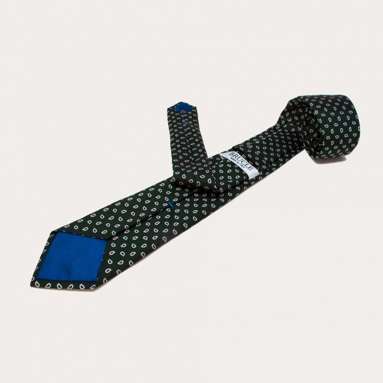 Silk necktie, green paisley