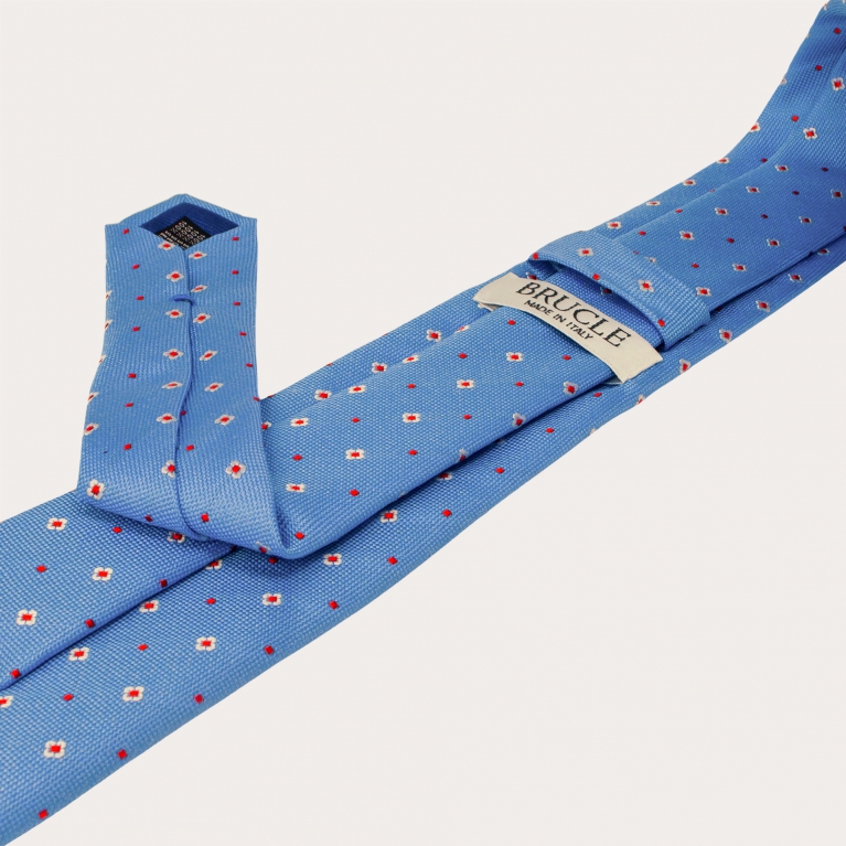 Silk necktie, light blue with flowers