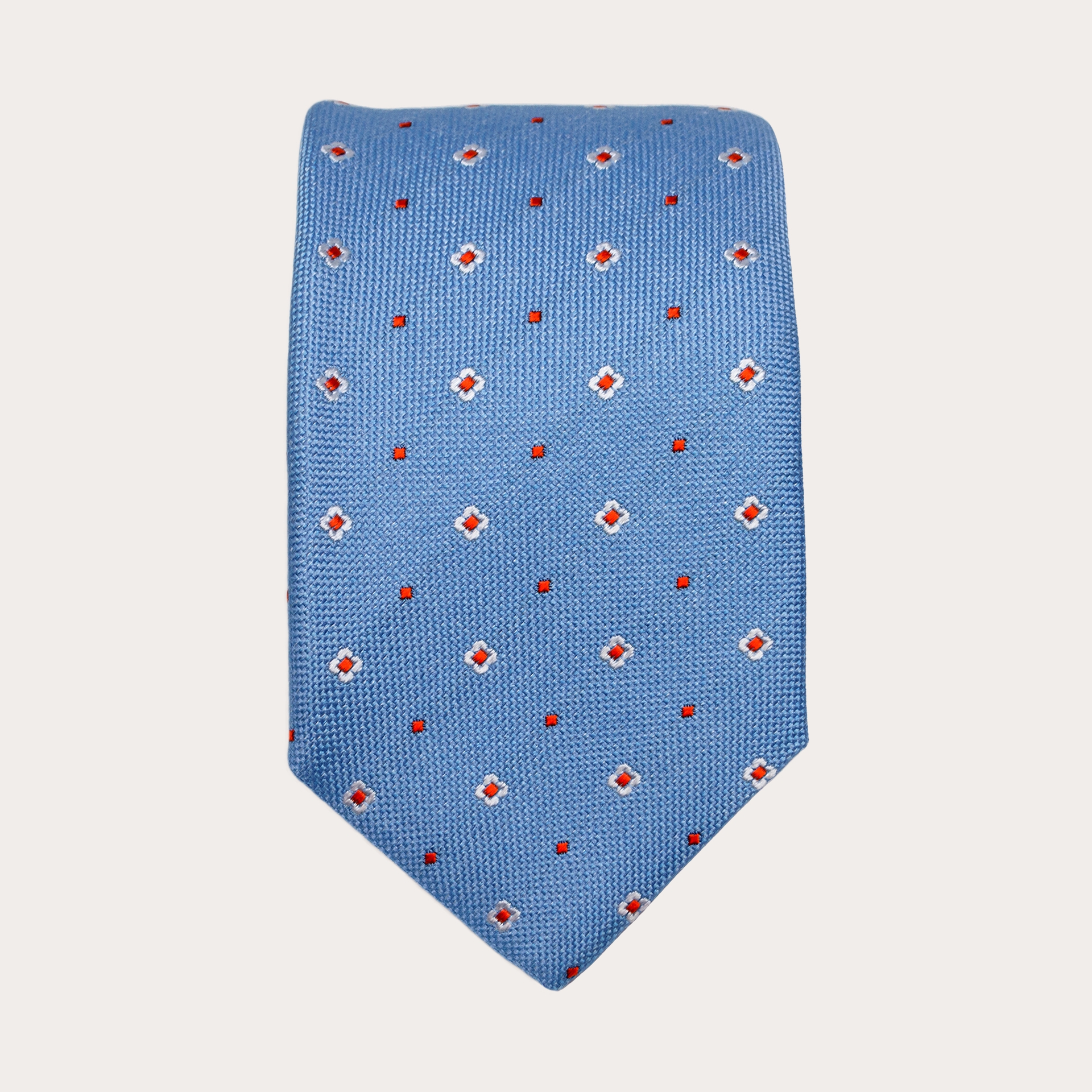BRUCLE silk necktie in light blue with floral pattern
