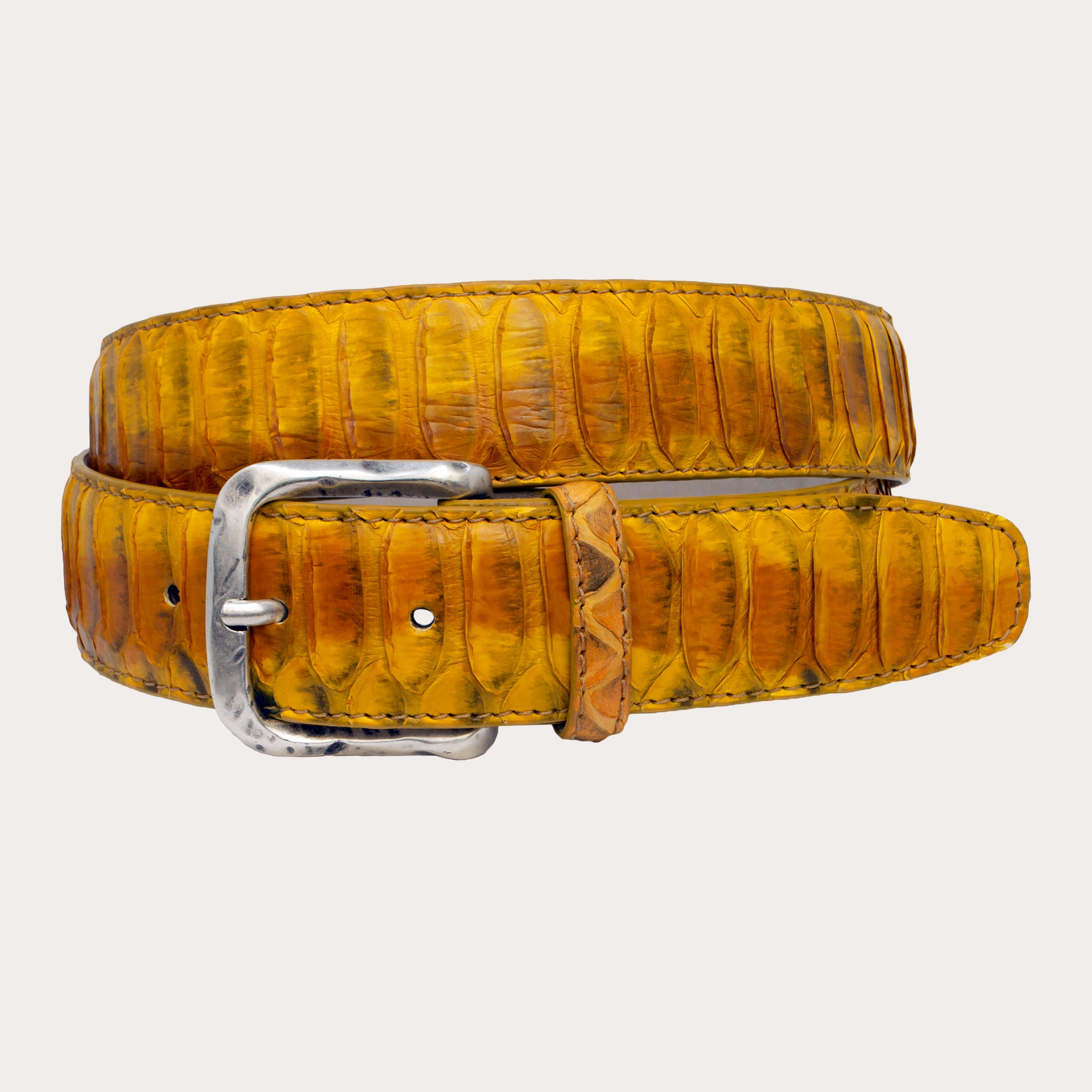 Brucle ceinture hute en cuir véritable Python, jaune