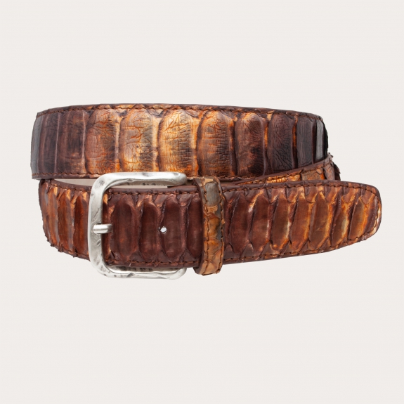 Brucle ceinture hute en cuir véritable Python, brun