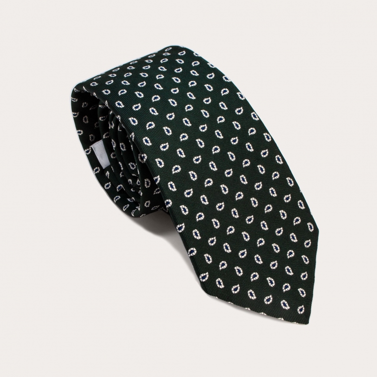 Silk necktie, green paisley