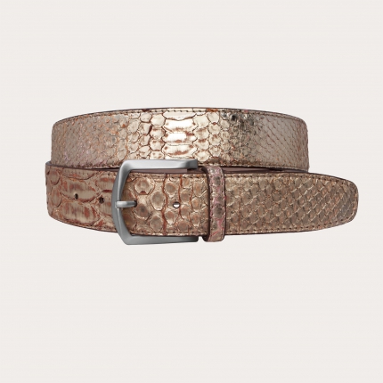 High, nickel free golden belt in real python, front cut