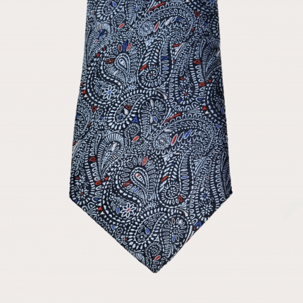 Corbata de seda estampada cashmere azul